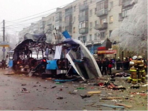 Scene from the December 2013 bombing of a trolleybus in Volgograd, Russia. Photo: Volgograd Interior Ministry Department’s press service