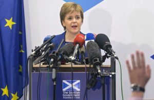 Nicola Sturgeon, first minister of the Scottish Parliament in Edinburgh, has led the effort to keep Scotland, as well as Northern Ireland and Gibraltar, in the EU. (Credit: Time)